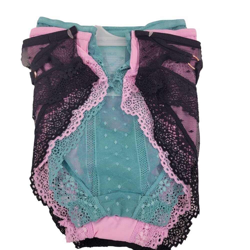 Secret Treasures Women’s Polka Dot Mesh & Lace Trim 3-Pack Bikini Panties - XS - Picture 3 of 11